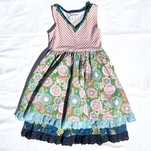 Matilda Jane Wonderful Parade Cake Walk Dress Girls 10 Pink Blue Sleeveless